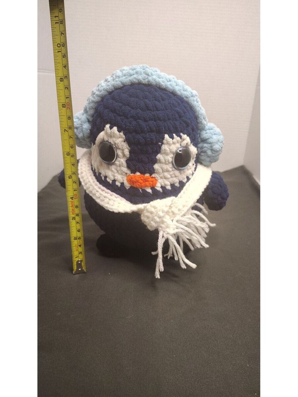 Pepi the Penguin Handmade Crochet Amigurumi Plush Earmuffs Scarf Winter Decor